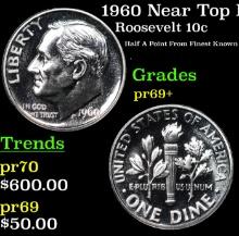 Proof 1960 Roosevelt Dime Near Top Pop! 10c Graded pr69+ BY SEGS