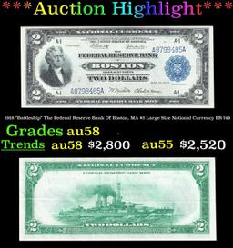 *Highlight* 1918 "Battleship" The Federal Reserve Bank Of Boston, MA $2 Large Size National Currency