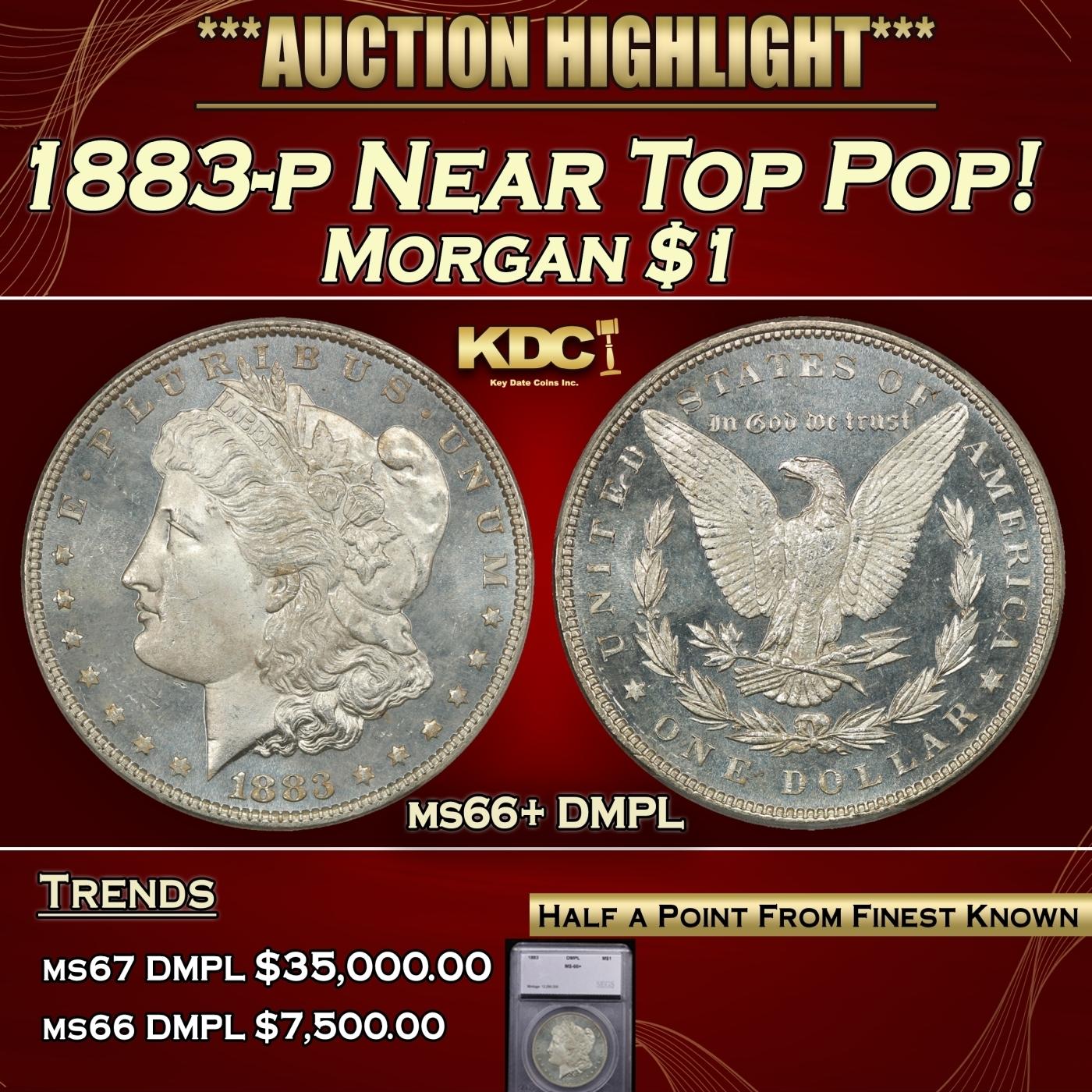 *Highlight* 1883-p Morgan Dollar Near Top Pop! $1 ms66+ DMPL SEGS (fc)