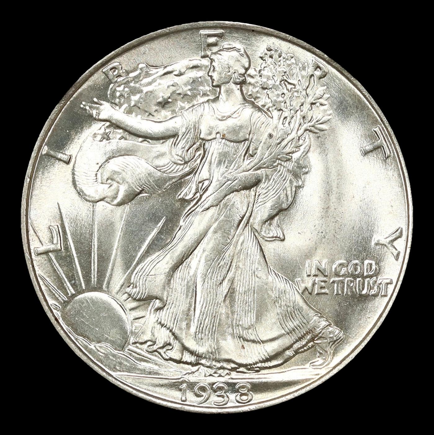 *Highlight* 1938-p Walking Liberty Half Dollar Near Top Pop! 50c ms67+ SEGS (fc)