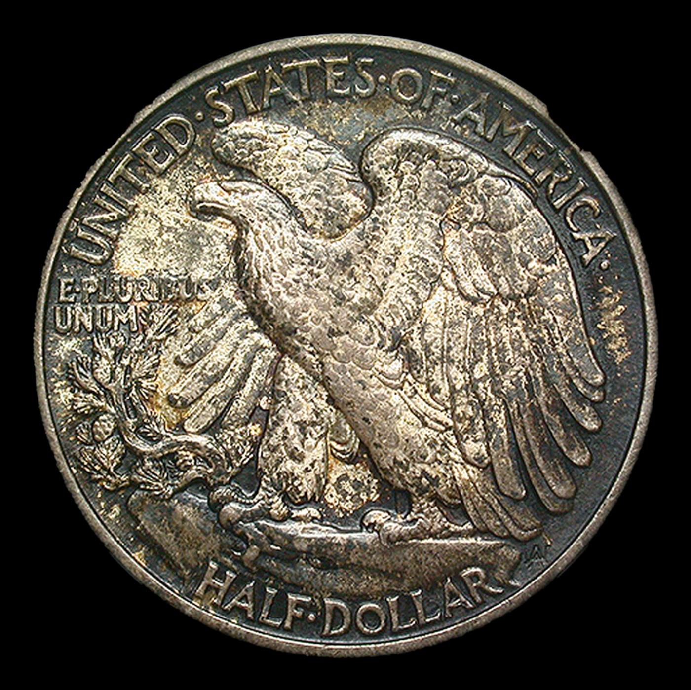 *Highlight* 1916-d Walking Liberty Half Dollar Colorfully Toned 50c ms64+ SEGS (fc)