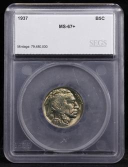 *Highlight* 1937-p Buffalo Nickel Near Top Pop! 5c ms67+ SEGS (fc)