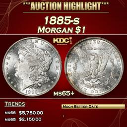 1885-s Morgan Dollar $1 ms65+ SEGS