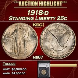 YC 1918-d Standing Liberty Quarter 25c ms67 SEGS