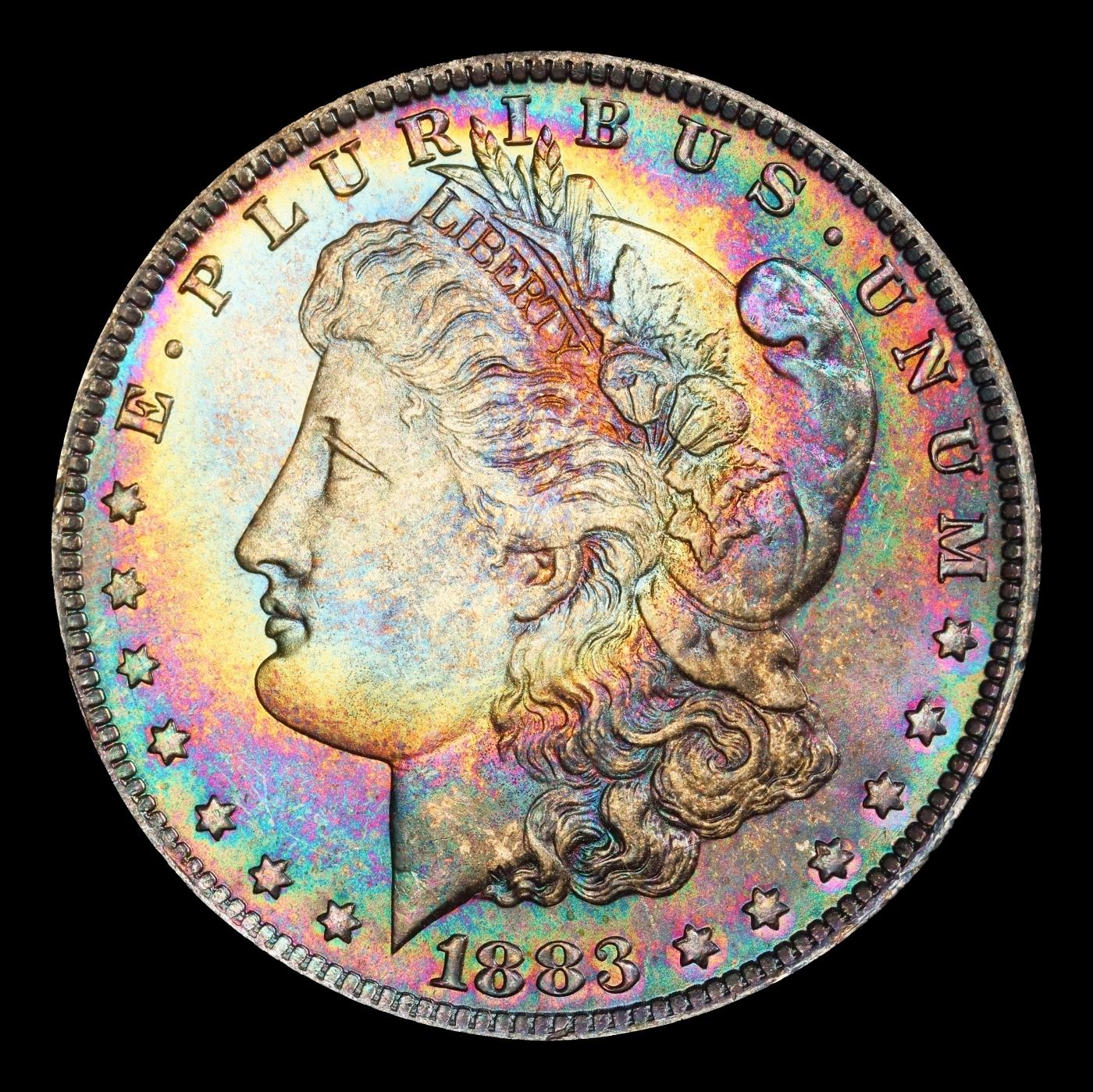 YC 1883-o Morgan Dollar Monster Rainbow Toned Near Top Pop! $1 ms67+ SEGS
