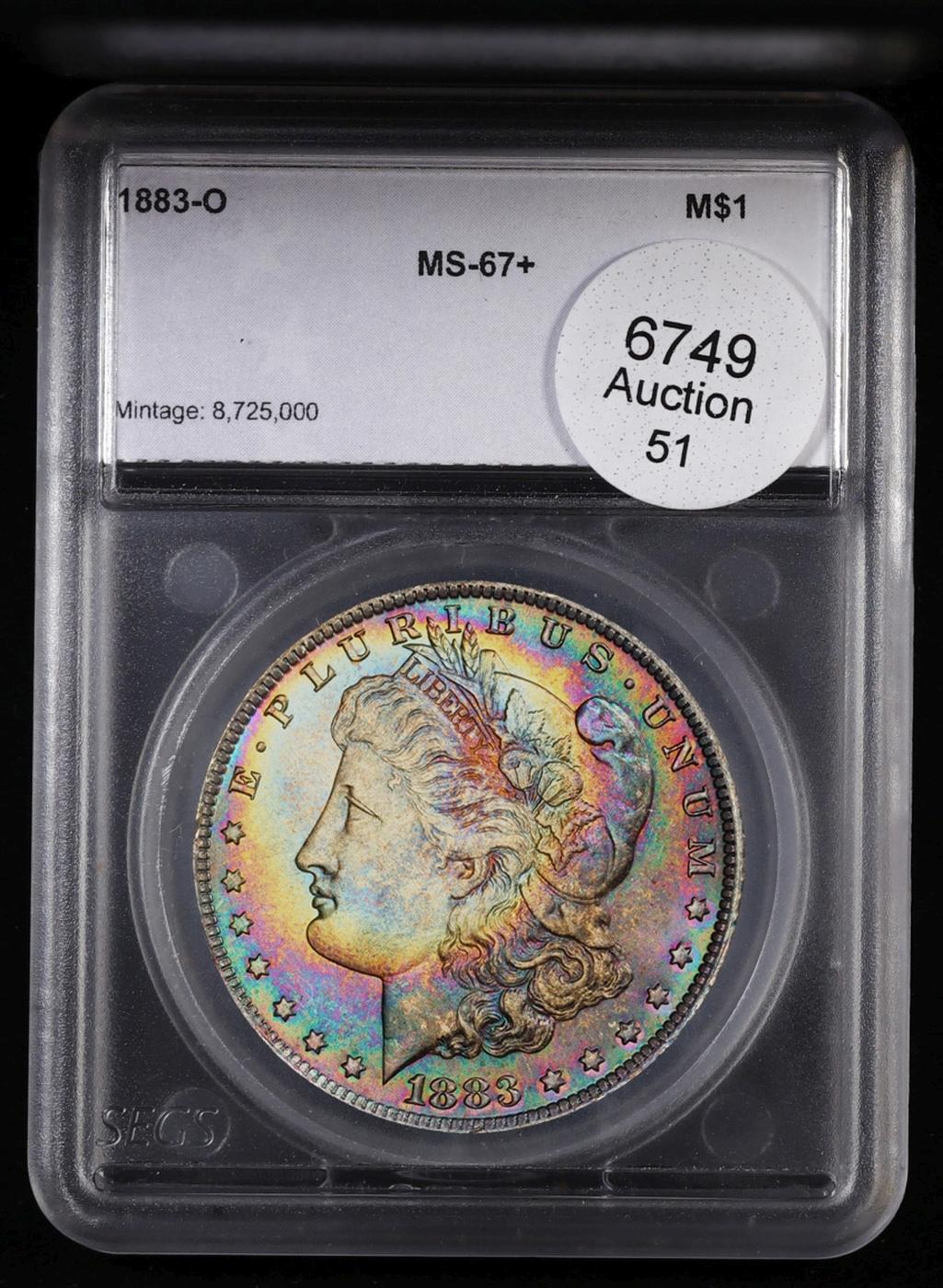 YC 1883-o Morgan Dollar Monster Rainbow Toned Near Top Pop! $1 ms67+ SEGS