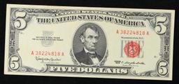 1963 $5 Red Seal United States Note Grades Choice AU/BU Slider