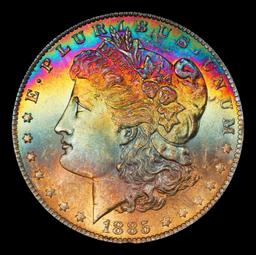 YC 1885-o Morgan Dollar Monster Rainbow Toned Near Top Pop! $1 ms68 SEGS