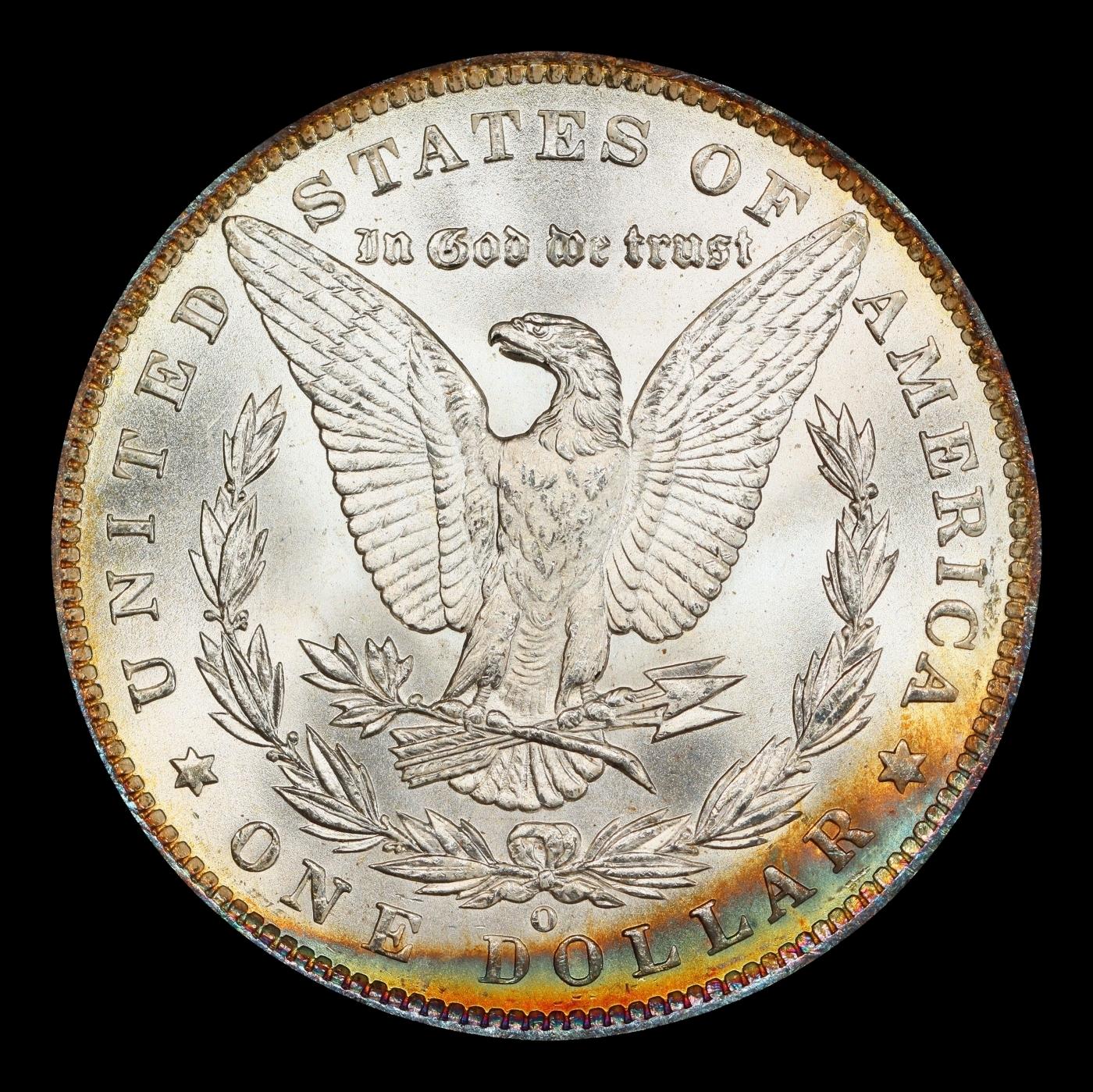 YC 1885-o Morgan Dollar Monster Rainbow Toned Near Top Pop! $1 ms68 SEGS