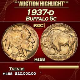 YC 1937-d Buffalo Nickel 5c ms68 SEGS
