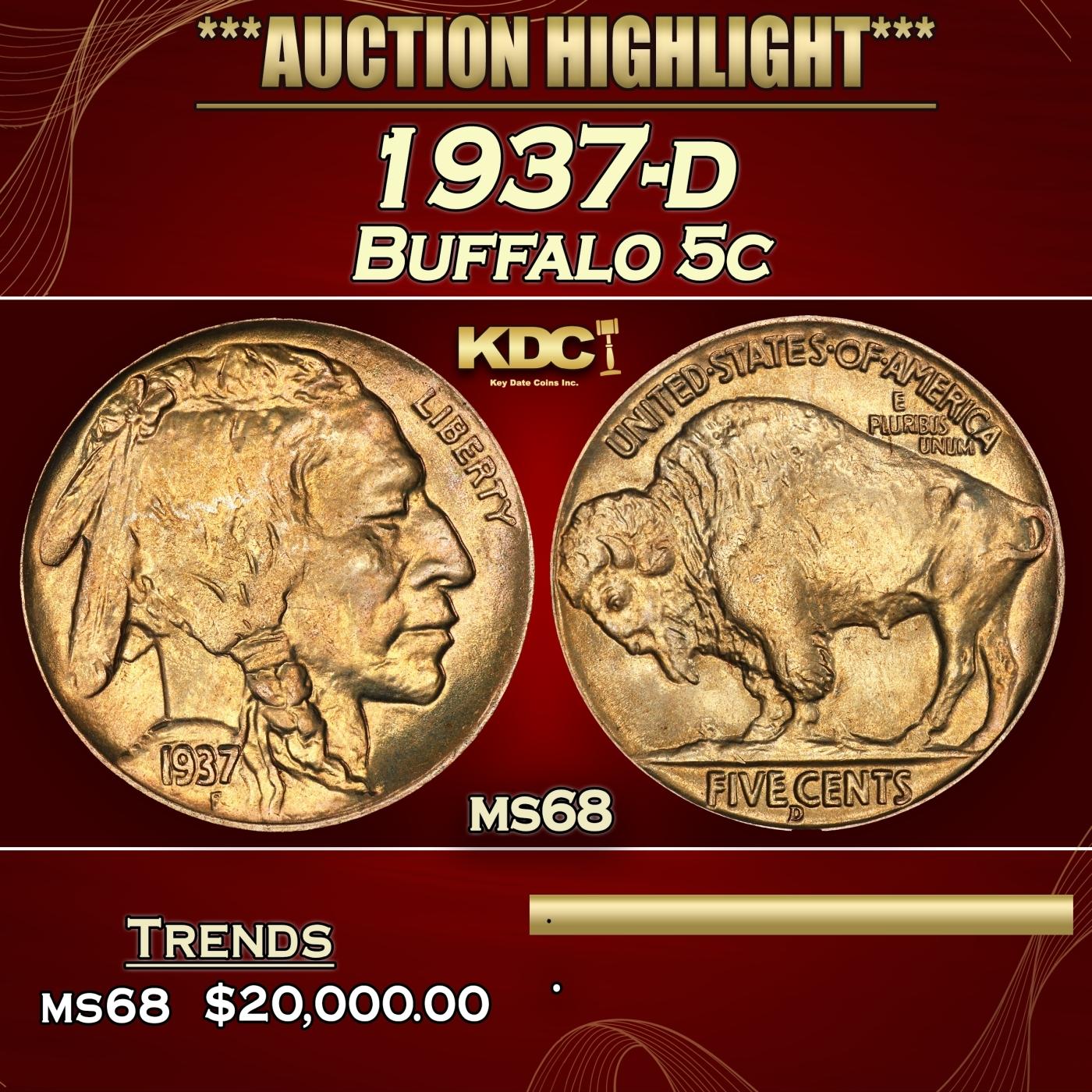YC 1937-d Buffalo Nickel 5c ms68 SEGS
