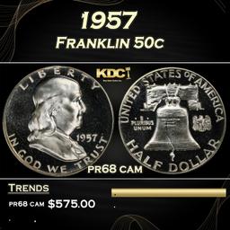 1957 Proof Franklin Half Dollar 50c Grades pr68 cam