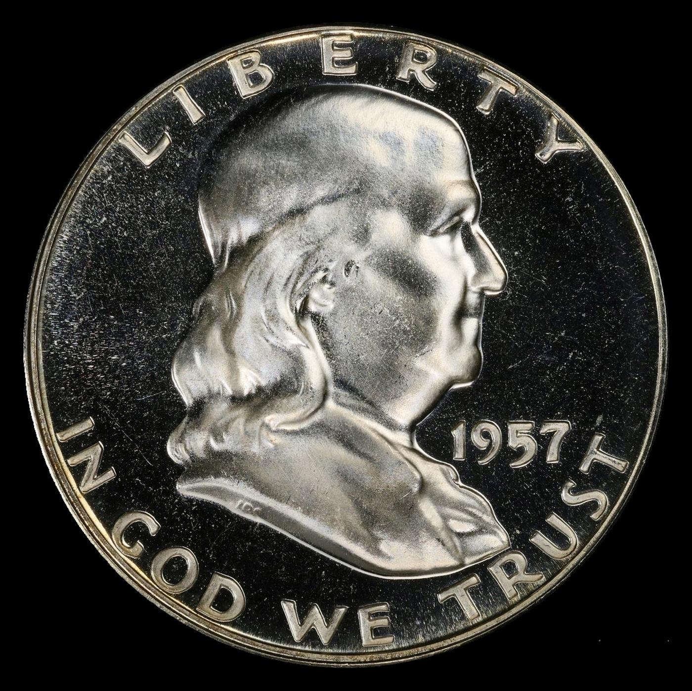 1957 Proof Franklin Half Dollar 50c Grades pr68 cam