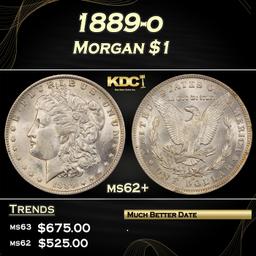 IO 1889-o Morgan Dollar $1 Grades ms62+