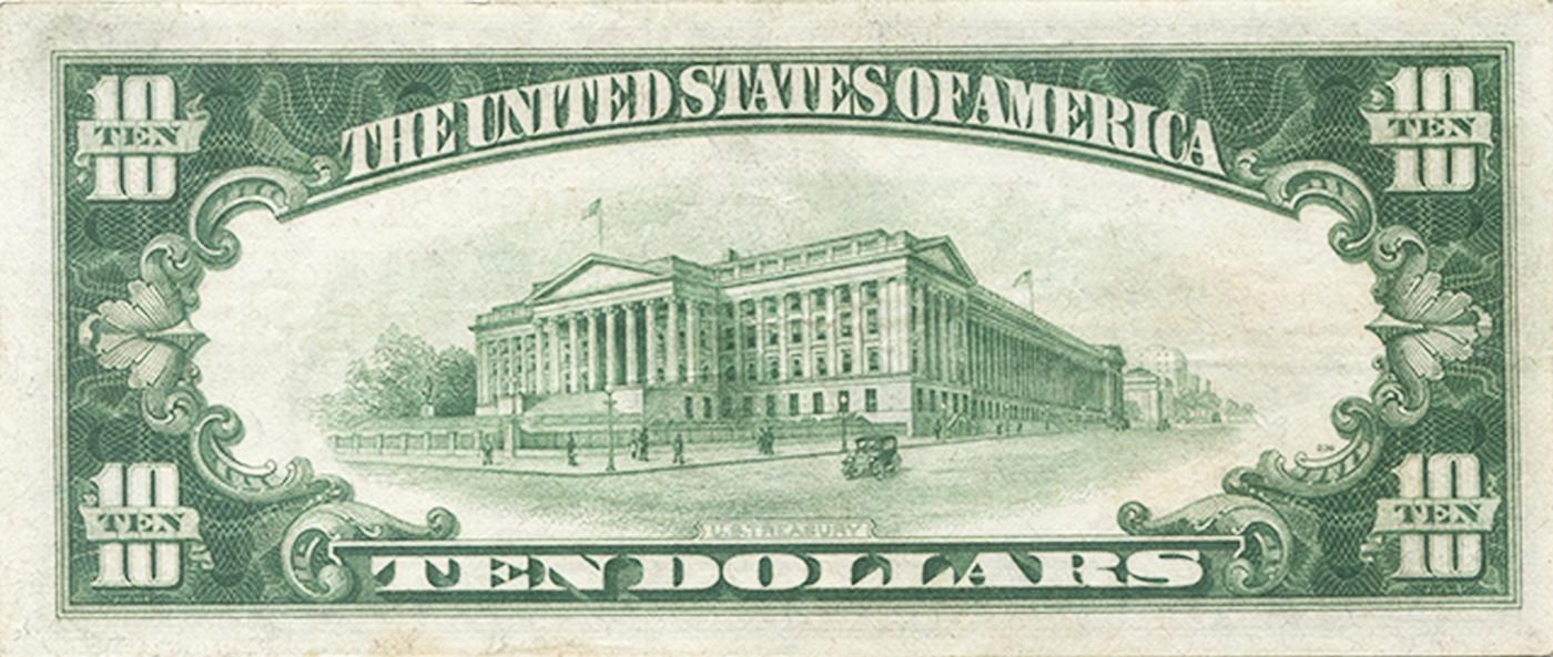 1928 $10 Gold Certificate Signatures Woods/Mellon Grades Select AU