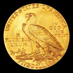 IE 1908-p Gold Indian Half Eagle $5 ms66 USCG