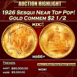 IE 1926 Sesqui Gold Commem Near Top Pop! $2 1/2 ms66+ SEGS