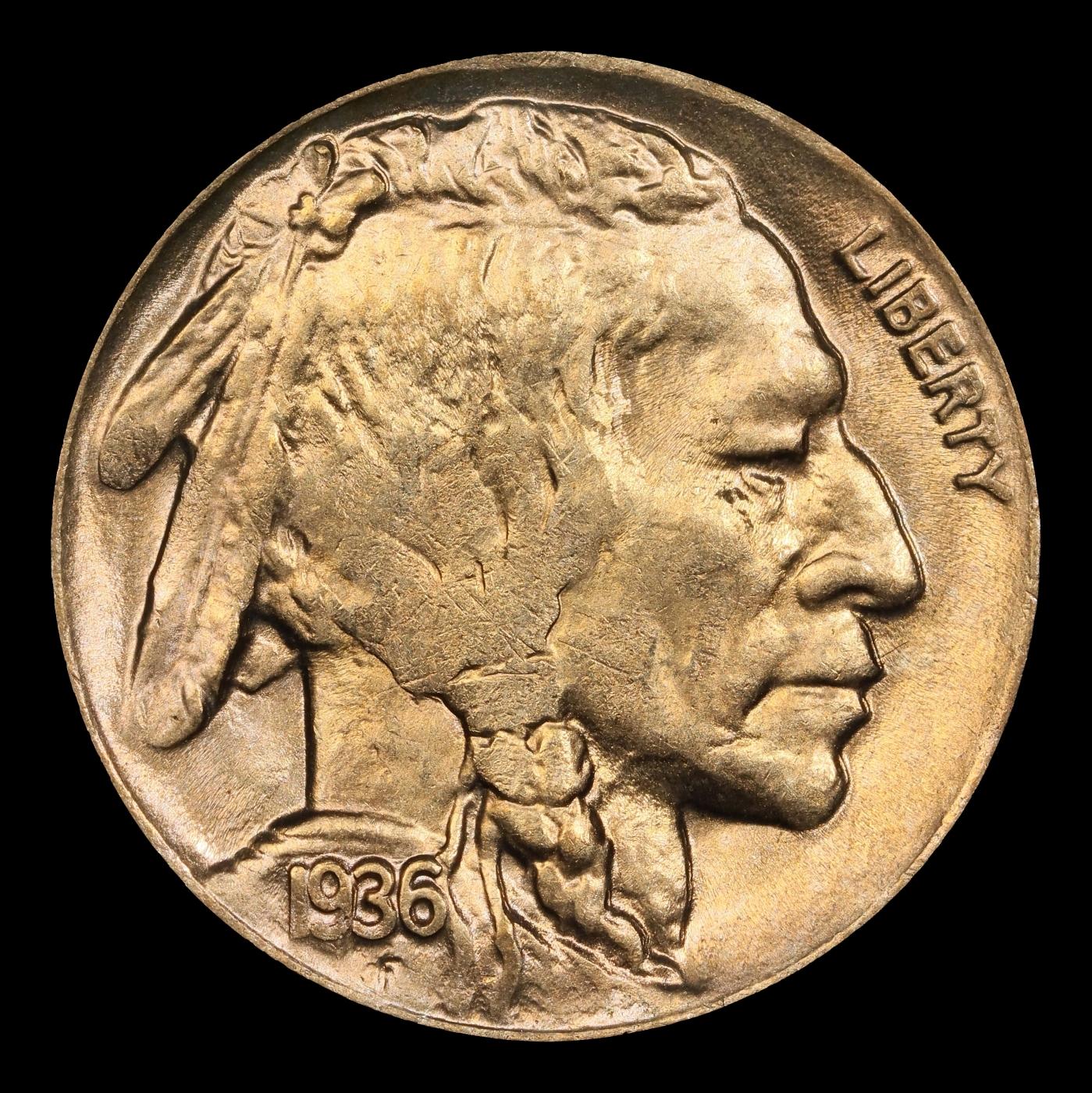 IO 1936-d Buffalo Nickel 5c Grades ms66+