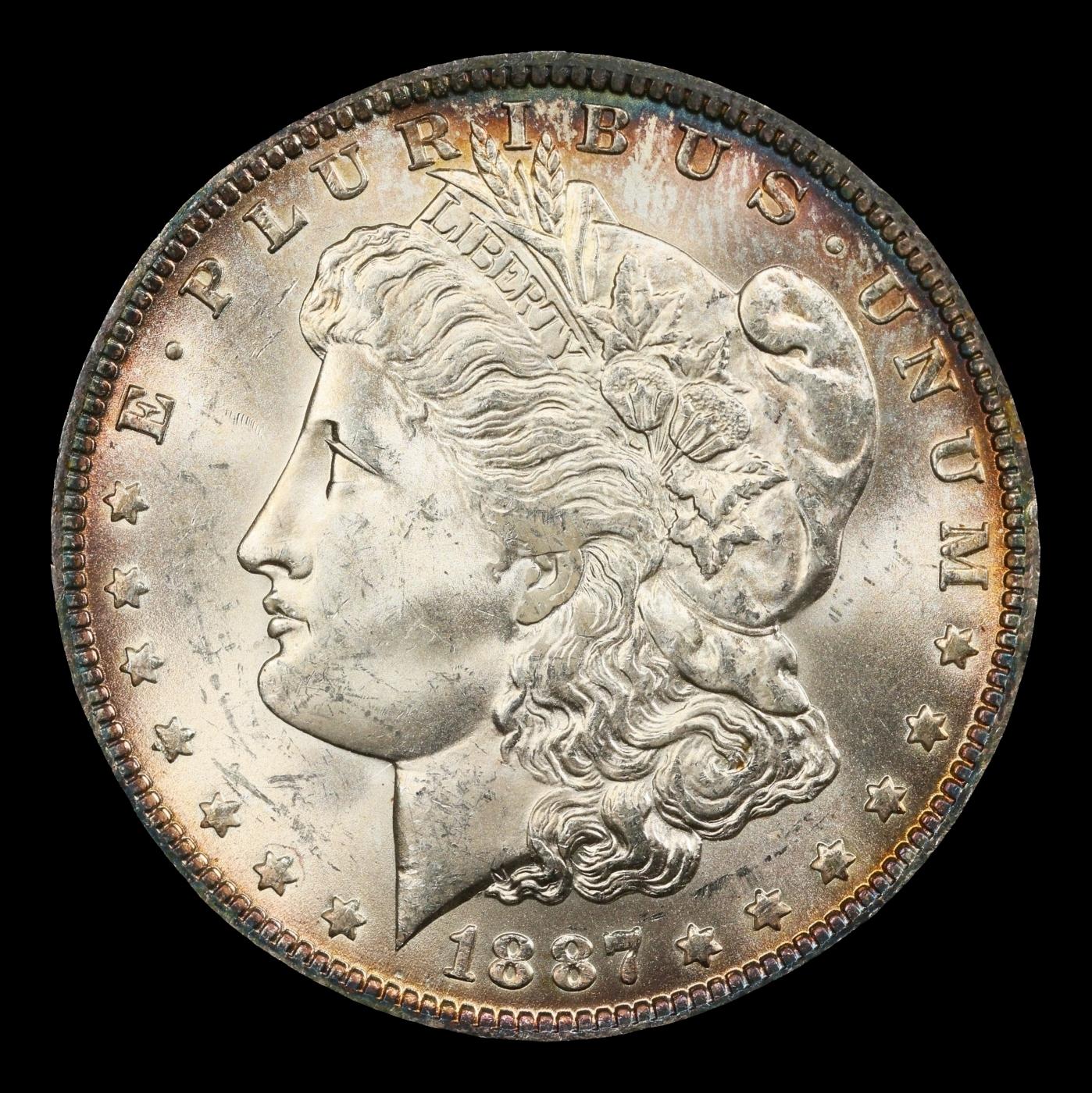 YC 1887-o Morgan Dollar Toned $1 ms65+ SEGS