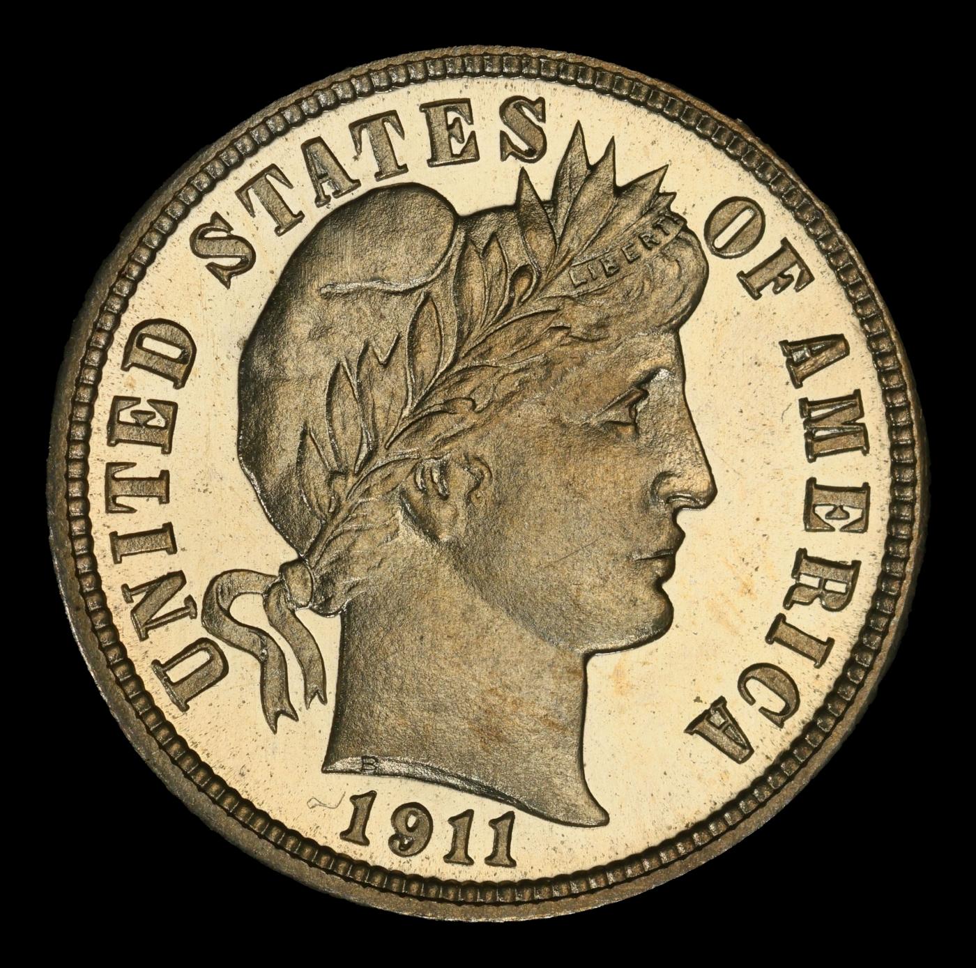 1911 Proof Barber Dime TOP POP! 10c pr68 DCAM SEGS