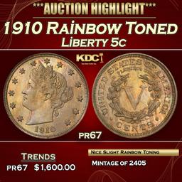 1910 Proof Liberty Nickel Rainbow Toned 5c pr67 SEGS