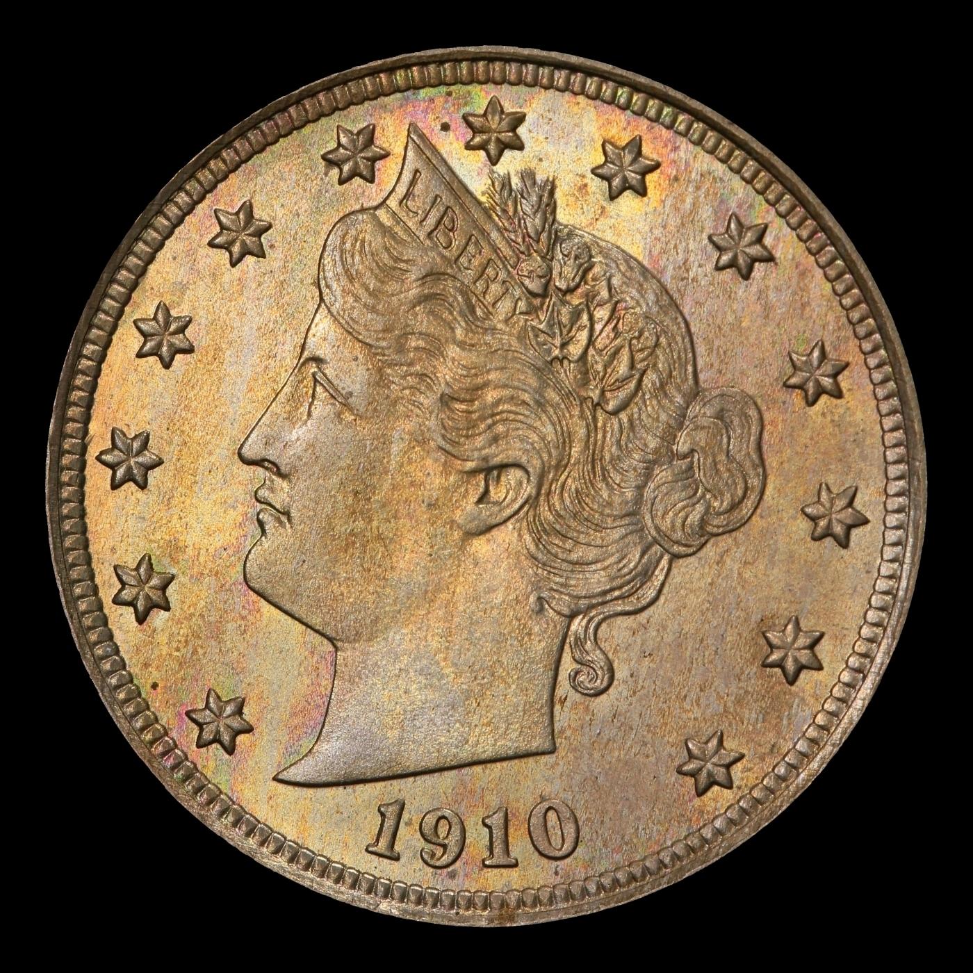 1910 Proof Liberty Nickel Rainbow Toned 5c pr67 SEGS