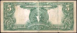 1899 $5 Large Size Silver Certificate Oncpapa Indian Chief  Grades xf Signatures Teehee/Burke