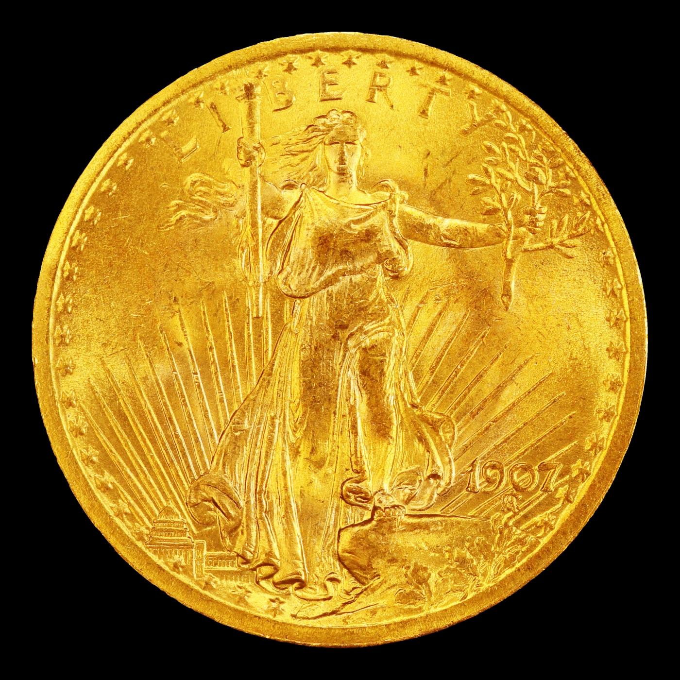 1907-p Gold St. Gaudens Double Eagle $20 ms66+ SEGS
