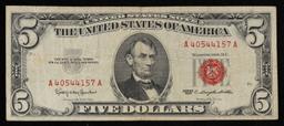 1963 $5 Red Seal United States Note Grades vf++