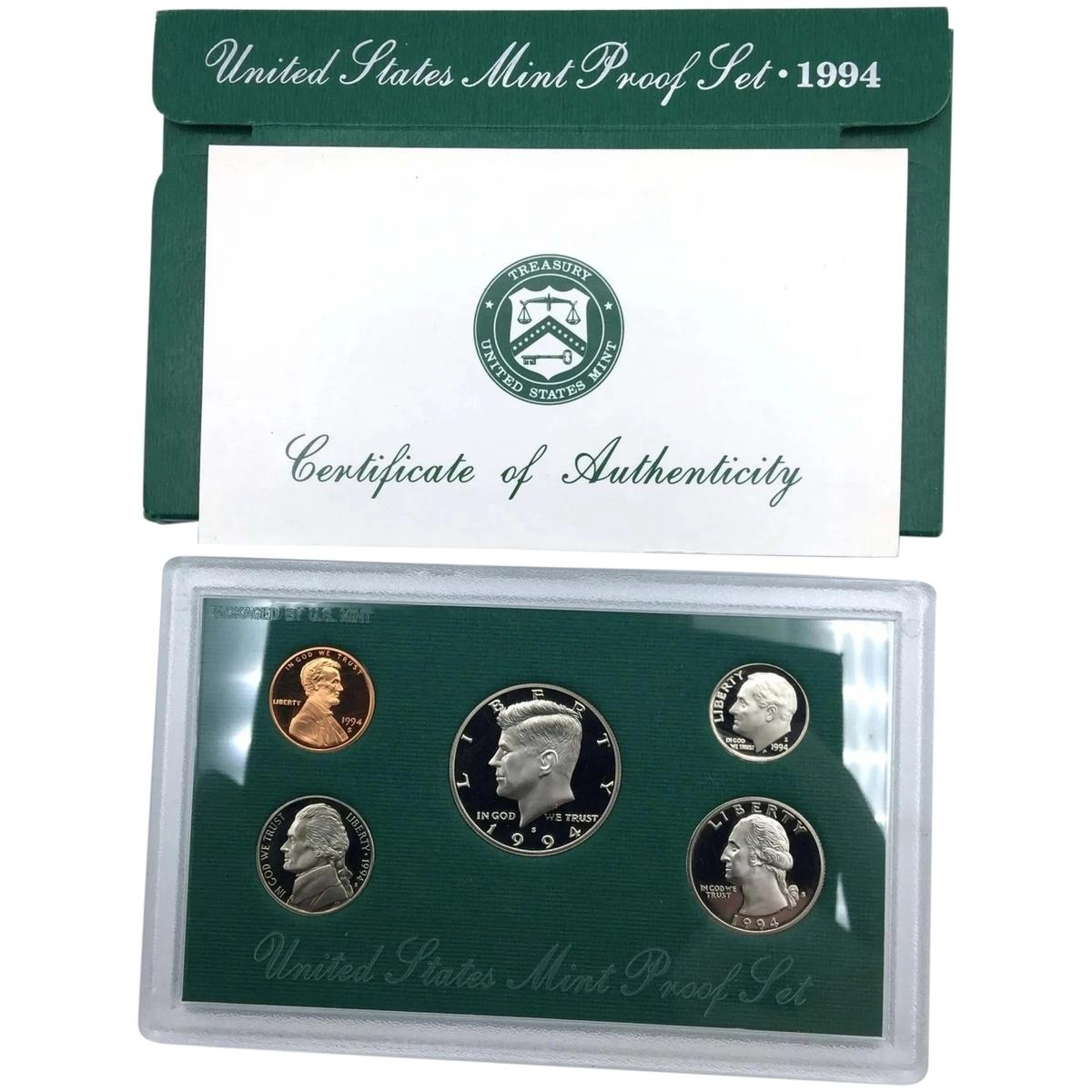 1994 United States Proof Set, 5 Coins Inside! No Outer Box