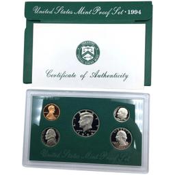 1994 United States Proof Set, 5 Coins Inside! No Outer Box