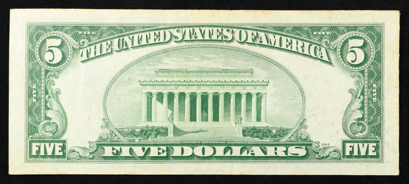 1934D $5 Blue Seal Silver Certificate Grades Choice AU/BU Slider