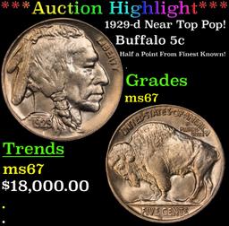 *Highlight* 1929-d Buffalo Nickel Near Top Pop! 5c ms67 SEGS (fc)