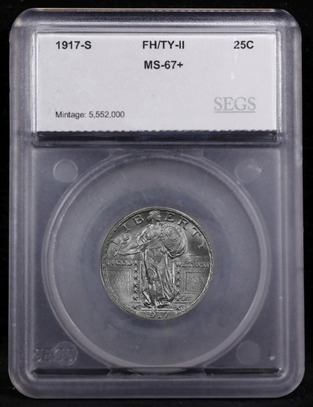 *Highlight* 1917-s Ty II Standing Liberty Quarter Near Top Pop! 25c ms67+ FH SEGS (fc)