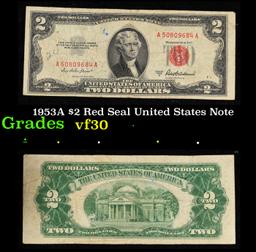 1953A $2 Red Seal United States Note Grades vf++