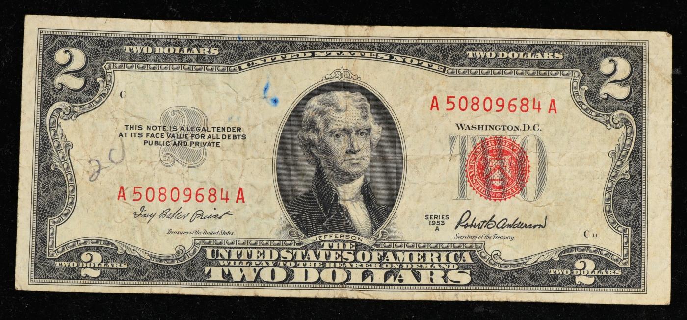 1953A $2 Red Seal United States Note Grades vf++