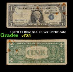 1957B $1 Blue Seal Silver Certificate Grades vf+