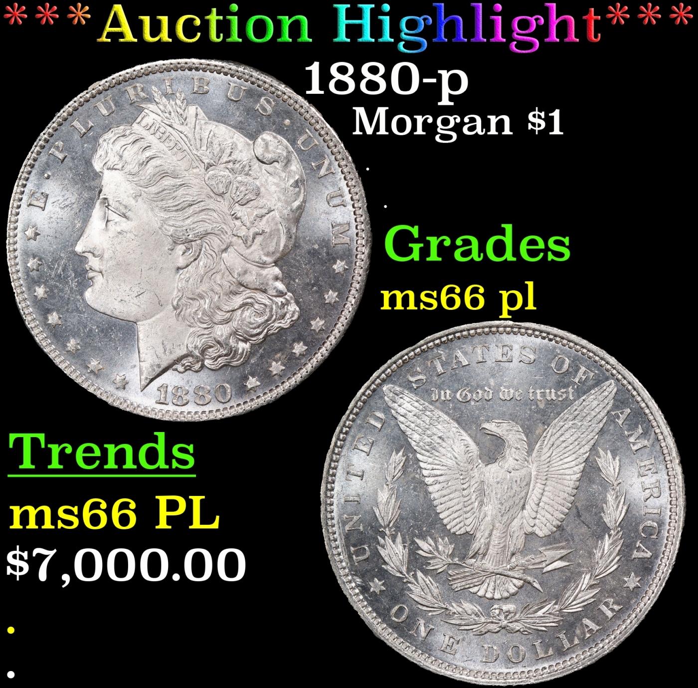 *Highlight* 1880-p Morgan Dollar $1 ms66 pl SEGS (fc)