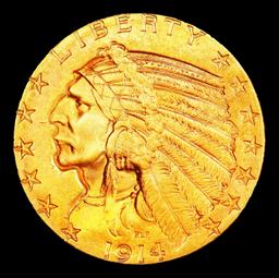 *Highlight* 1914-d Gold Indian Half Eagle $5 Choice+ Unc USCG (fc)