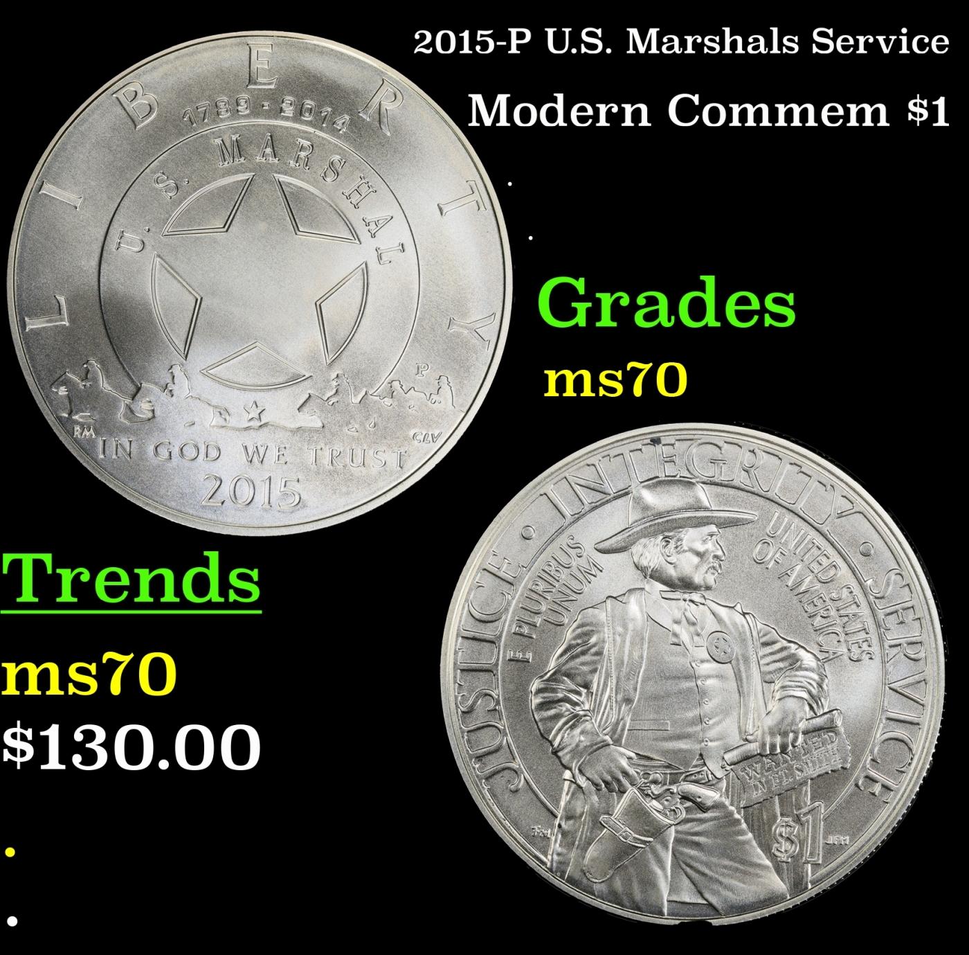 2015-P U.S. Marshals Service Modern Commem Dollar $1 ms70 SEGS