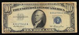 1953 $10 Blue Seal Silver Certificate Grades vf++