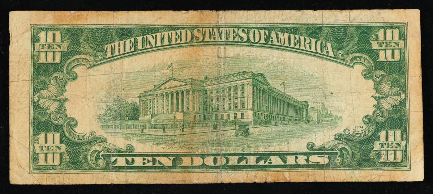 1953 $10 Blue Seal Silver Certificate Grades vf++