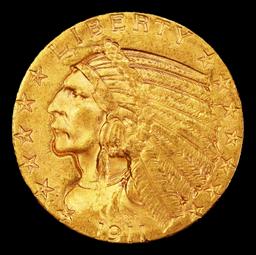 *Highlight* 1911-s Gold Indian Half Eagle $5 Choice+ Unc USCG (fc)