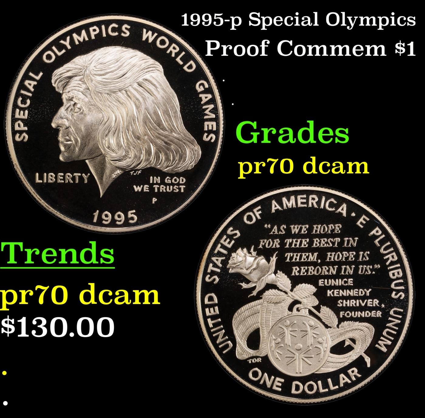 1995-p Special Olympics Proof Modern Commem Dollar $1 pr70 dcam SEGS