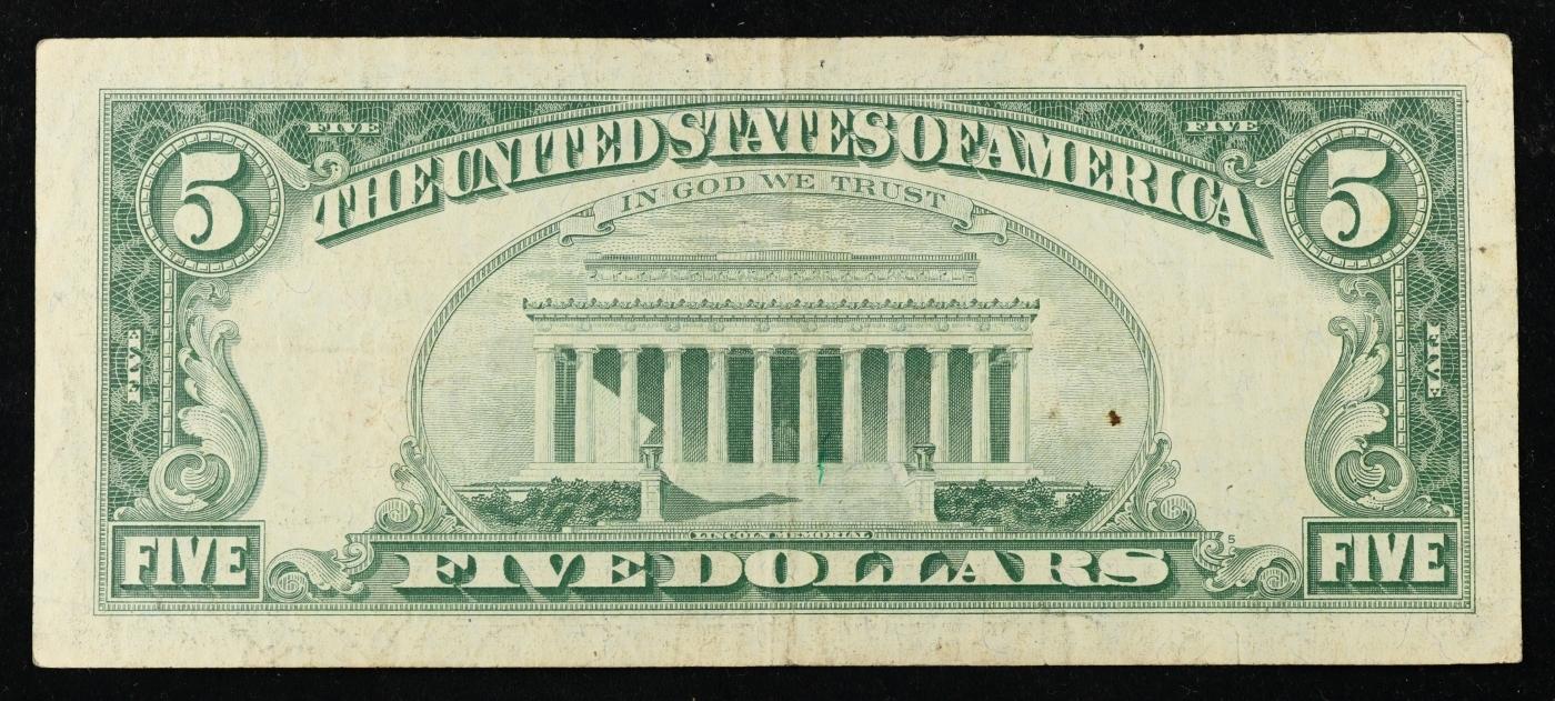 1963 $5 Red Seal United States Note Grades xf