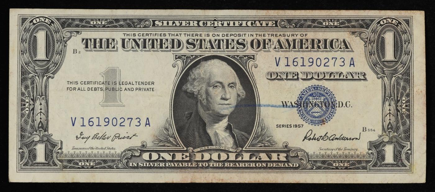 1957 $1 Blue Seal Silver Certificate Grades xf