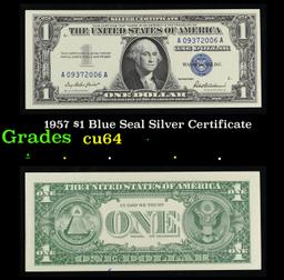 1957 $1 Blue Seal Silver Certificate Grades Choice CU