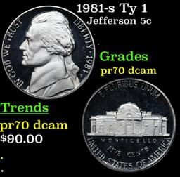 1981-s Ty 1 Proof Jefferson Nickel 5c pr70 dcam SEGS