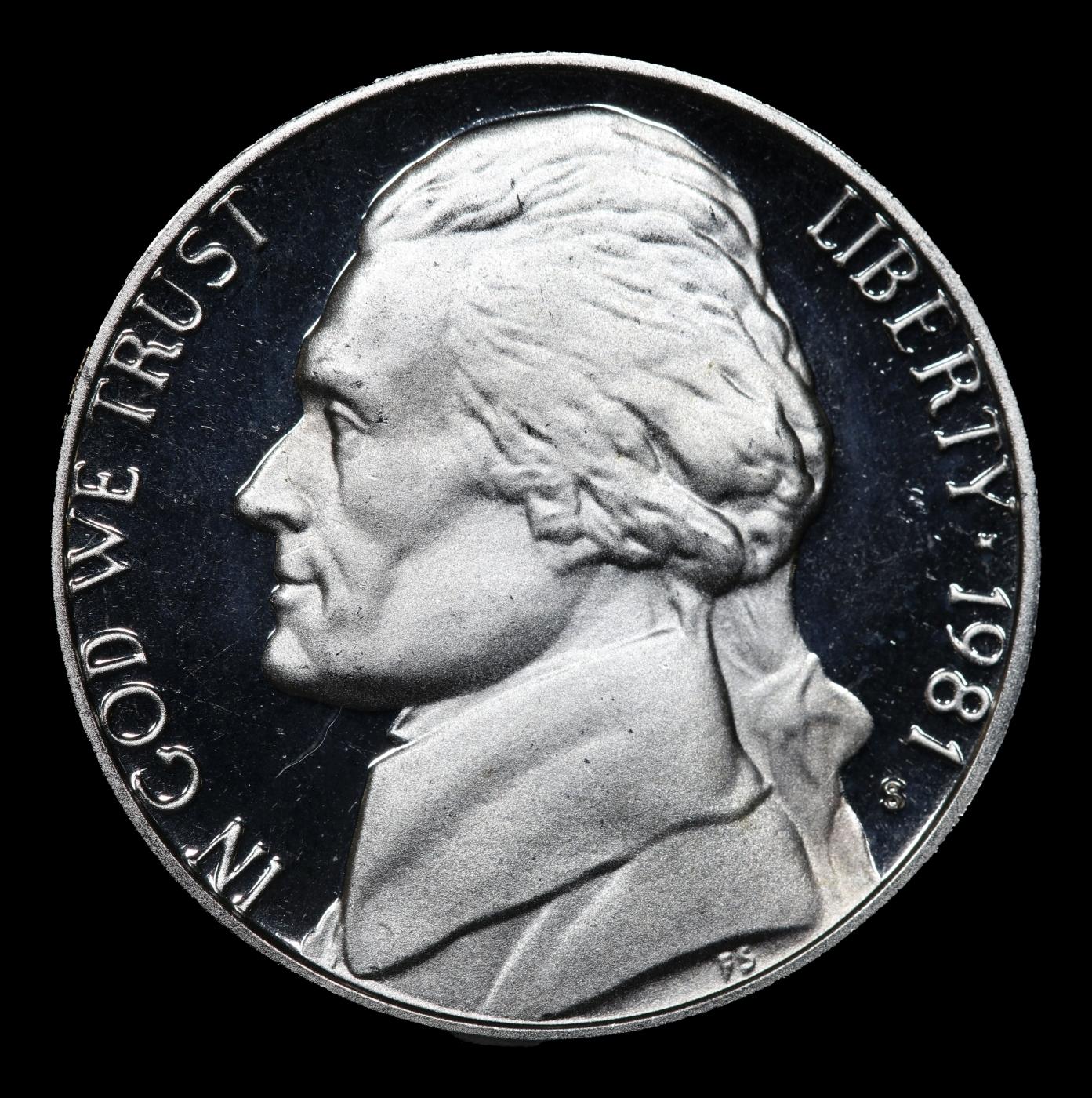 1981-s Ty 1 Proof Jefferson Nickel 5c pr70 dcam SEGS
