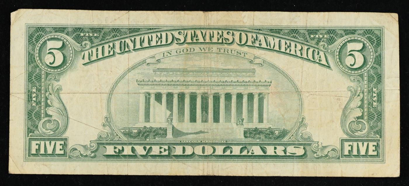 1963 $5 Red Seal United States Note Grades vf++
